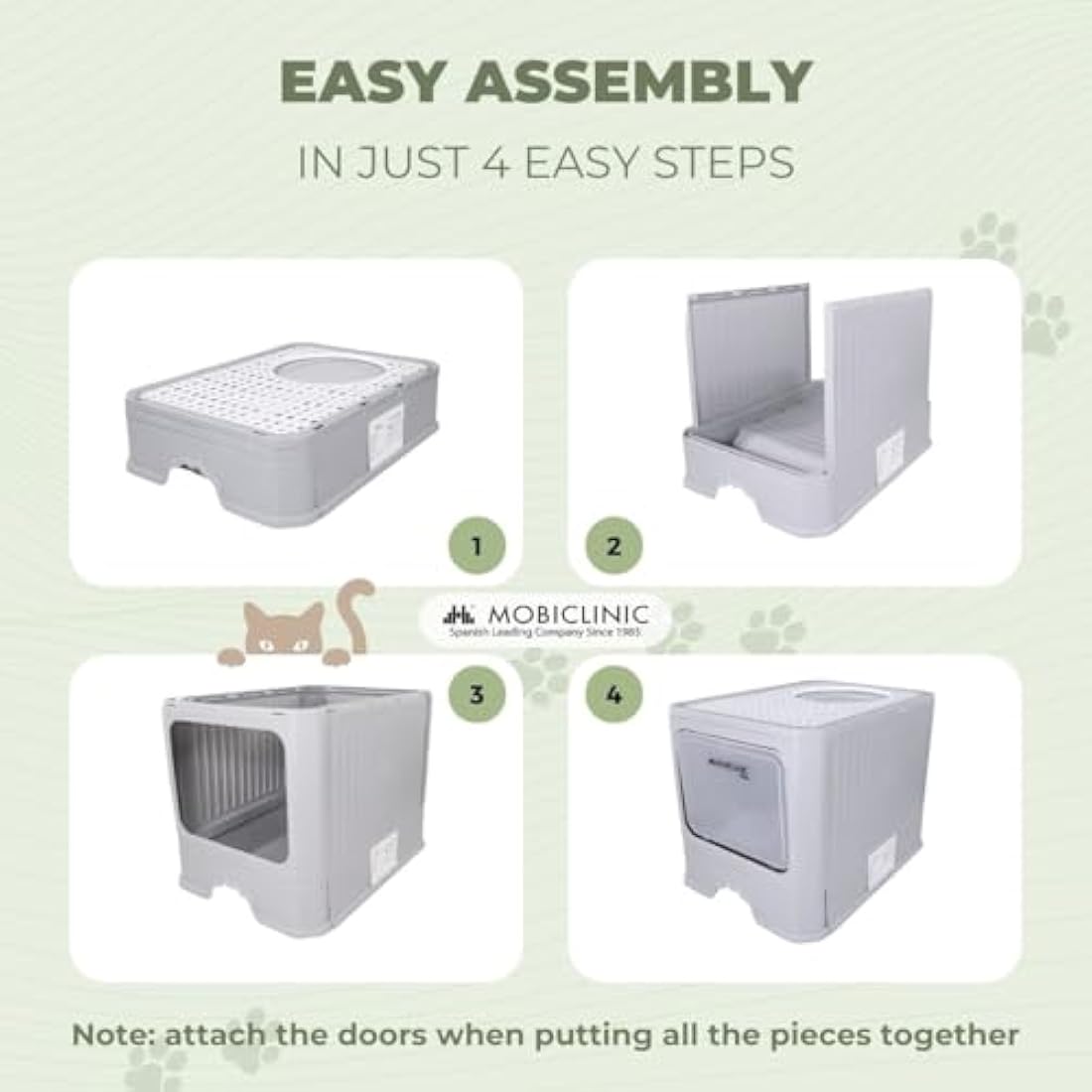 Mobiclinic Covered Cat Litter Box | Dual Entry Enclosed Tray with Scoop