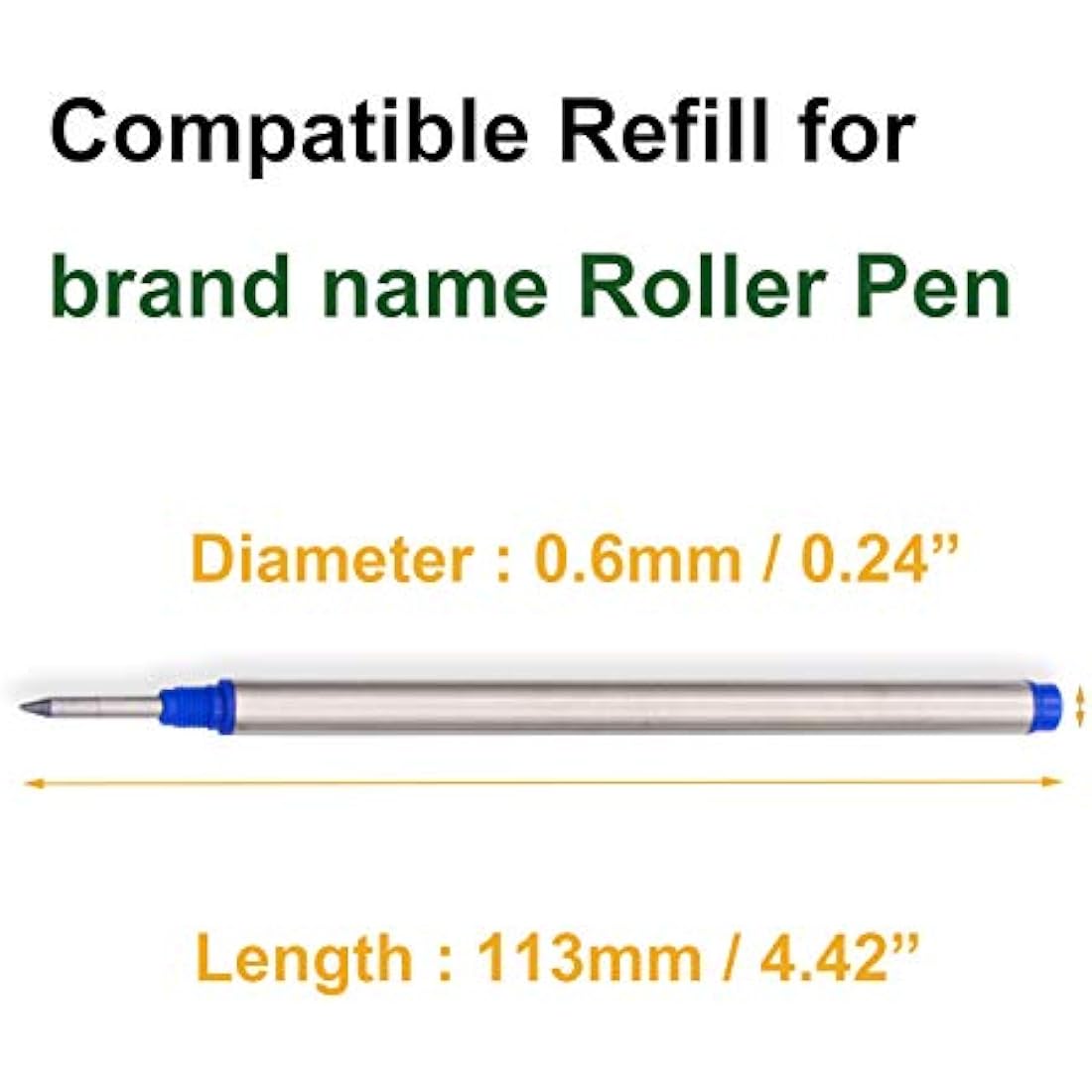Jolof Store Rollerball Pen Refills – 10 Pack Blue & Black Medium 0.7mm