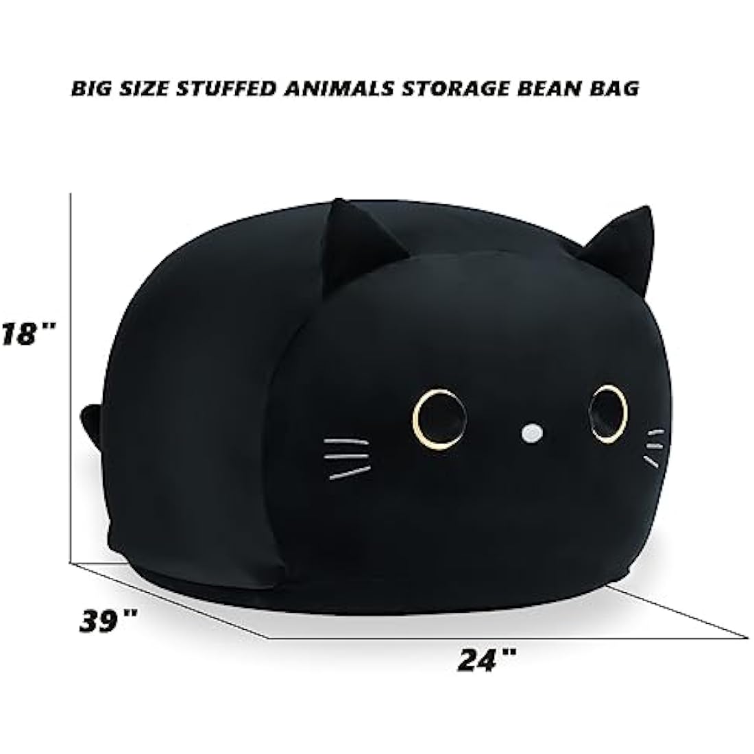 Jolof Store Black Cat Stuffed Animal Storage Bean Bag Chair Cover for Kids