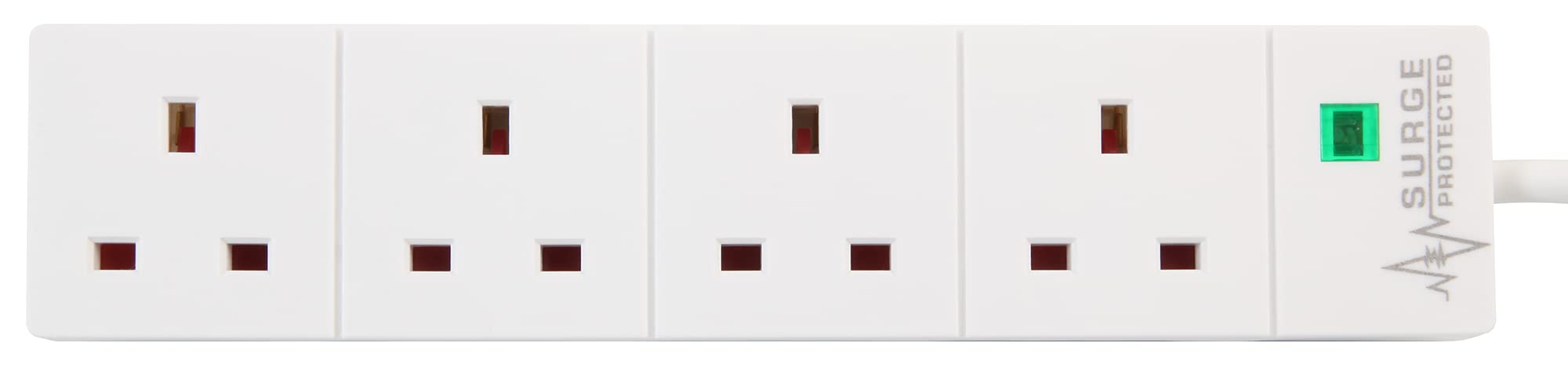 Pro Elec 4 Gang Surge Protected Extension Lead - White, 8m Power Strip