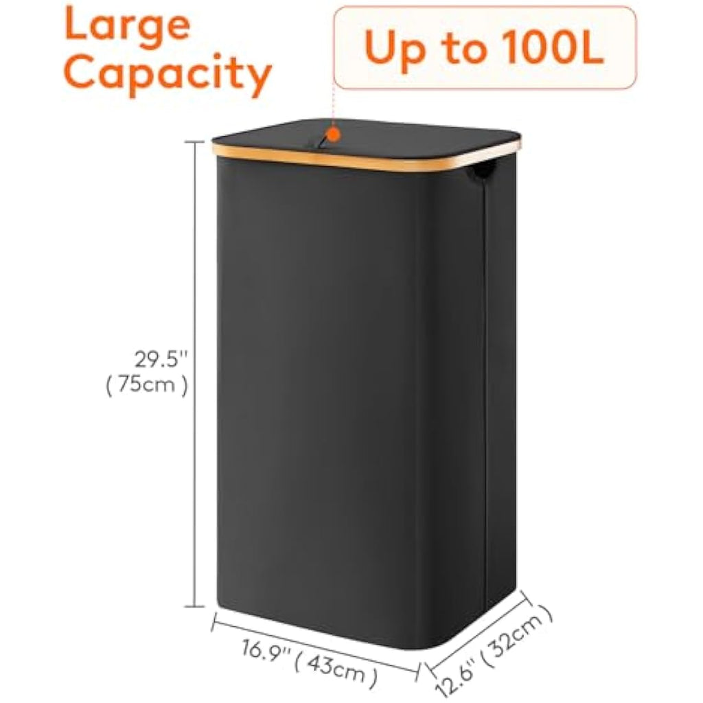 Lifewit 100L Laundry Basket with Lid | Foldable Hamper with Removable Bag