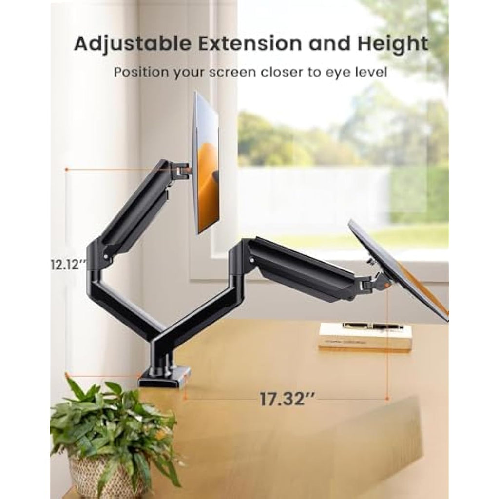 ErGear Dual Monitor Arm Desk Mount | 17–32 Inch Screens | VESA 75/100mm