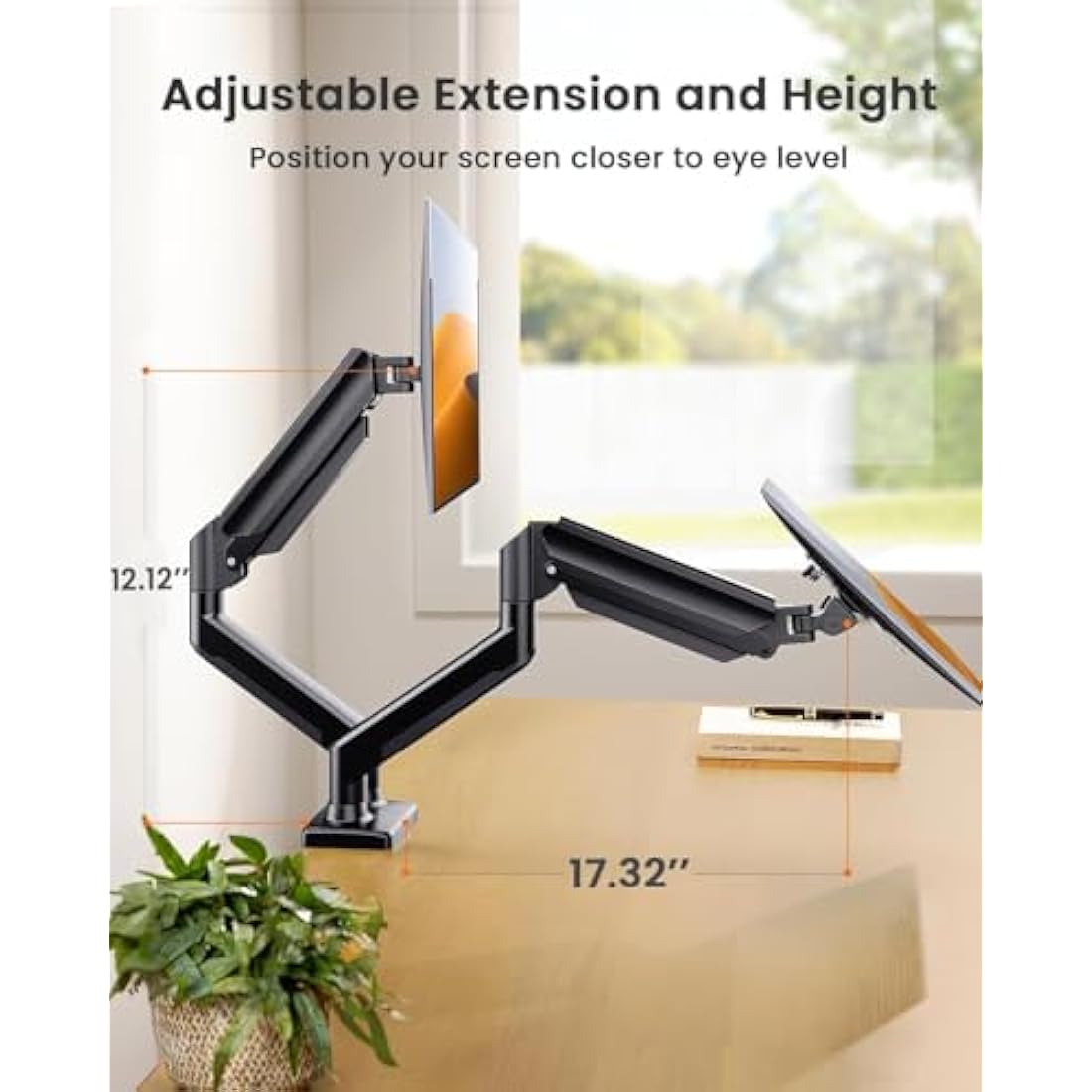 ErGear Dual Monitor Arm Desk Mount | 17–32 Inch Screens | VESA 75/100mm