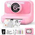 Hangrui Kids Instant Print Camera - 1080P Digital Toy with 32GB Card - Pink