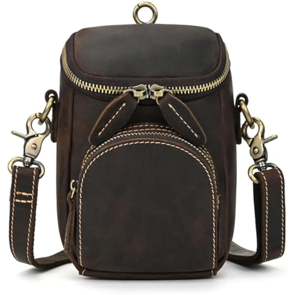 Jolof Store Mens Genuine Leather Waist Bag - Small Crossbody Leg Pouch