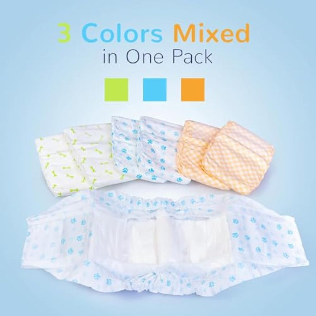 Pet Soft Male Dog Wraps | Super Absorbent Disposable Nappies - 48 Pack