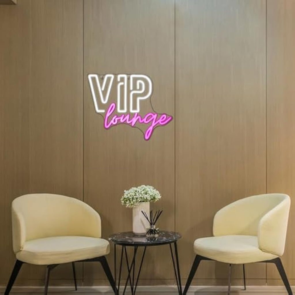 Jolof Store VIP Lounge Neon Sign | Pink & White LED Wall Decor