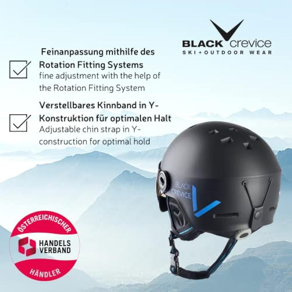Black Crevice Sölden Ski Helmet with Visor - In-Mould Safety Gear