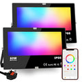 HEKEE 80W Smart RGB LED Floodlights – 800W Equivalent IP66 Waterproof (2 Pack)