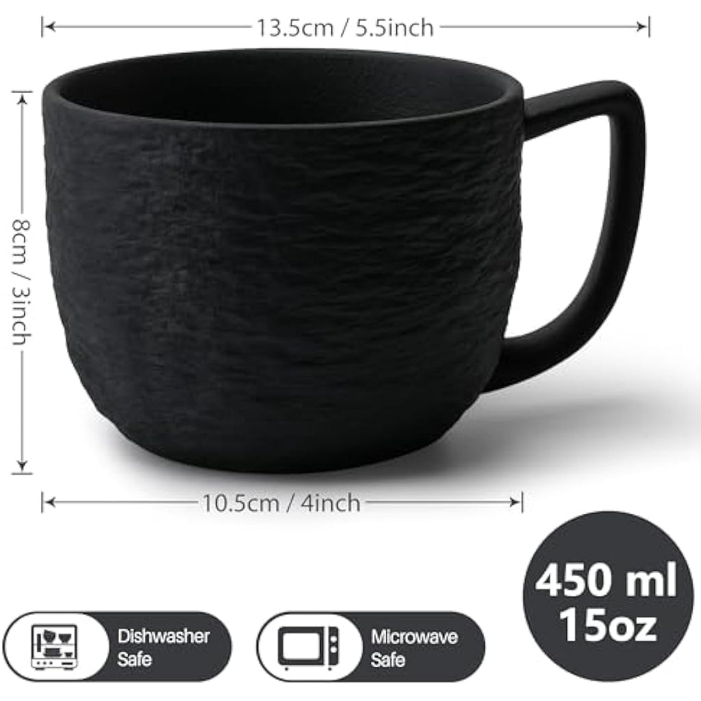 MIAMIO Oasis Ceramic Coffee Mugs - 450ml Large Mug Set of 4 for Tea