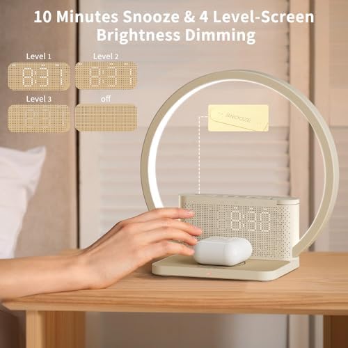 Blonbar Bedside Lamp | Sunrise Alarm Clock with 10W Wireless Charger