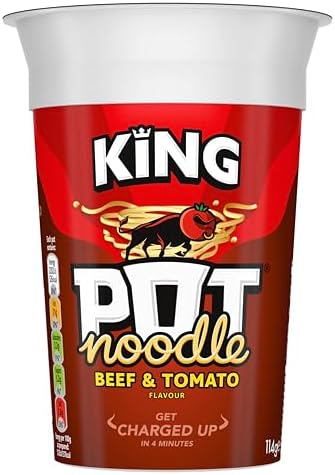 Pot Noodle King Pot Beef & Tomato Instant Vegetarian Noodles - 12 x 114g