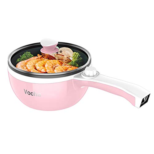 Vocha 1.5L Electric Hot Pot – Portable Non-Stick Multi-Cooker for Travel, Pink