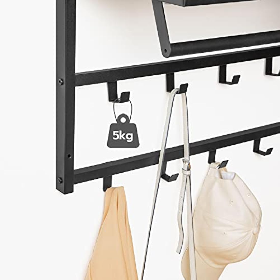 HOOBRO Wall-Mounted Coat Rack with 10 Hooks and Shelf – Rustic Brown