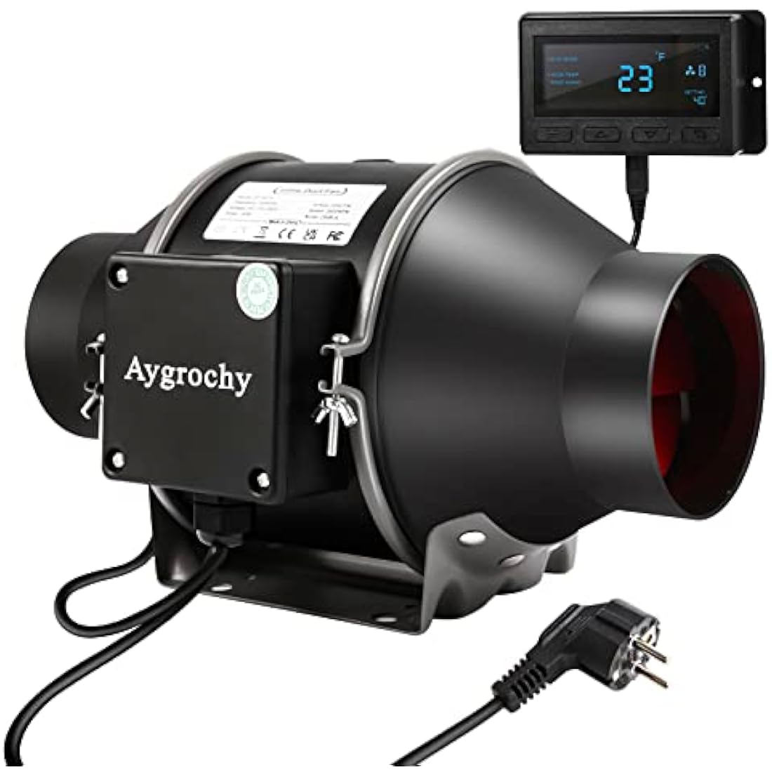 Aygrochy 4 Inch Inline Duct Fan with Smart Controller | 205 CFM EC Motor