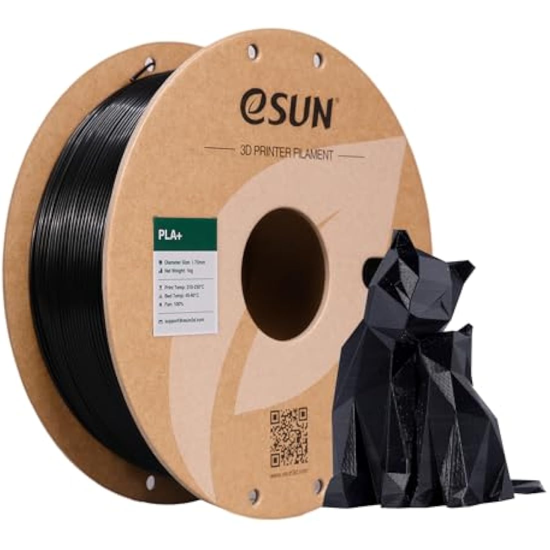 eSUN PLA+ 3D Printer Filament 1.75mm | High Toughness 1KG Spool - Black