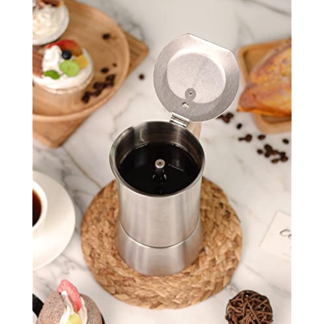 Sivaphe Moka Pot – 6 Cup Stainless Steel Induction Stovetop Espresso Maker