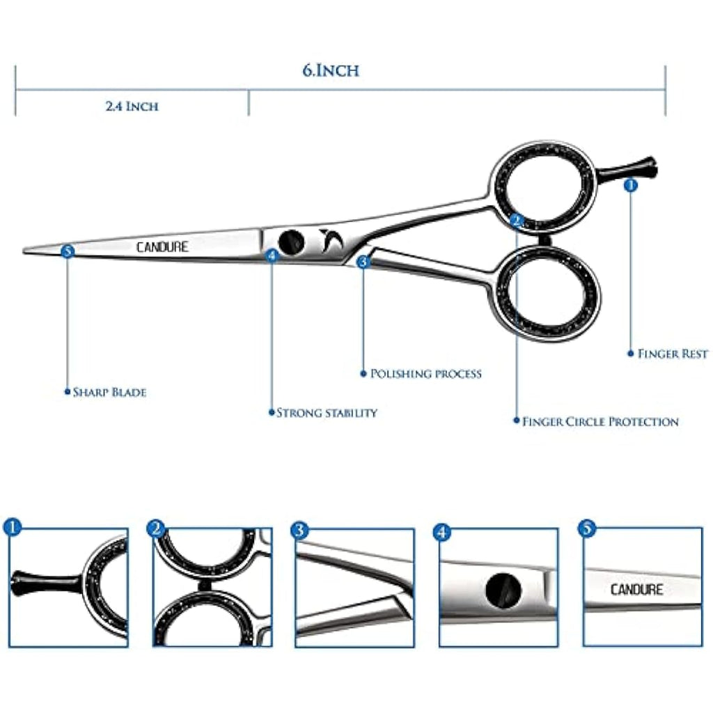 CANDURE Professional Hair Cutting Scissors – Stainless Steel Barber Shears