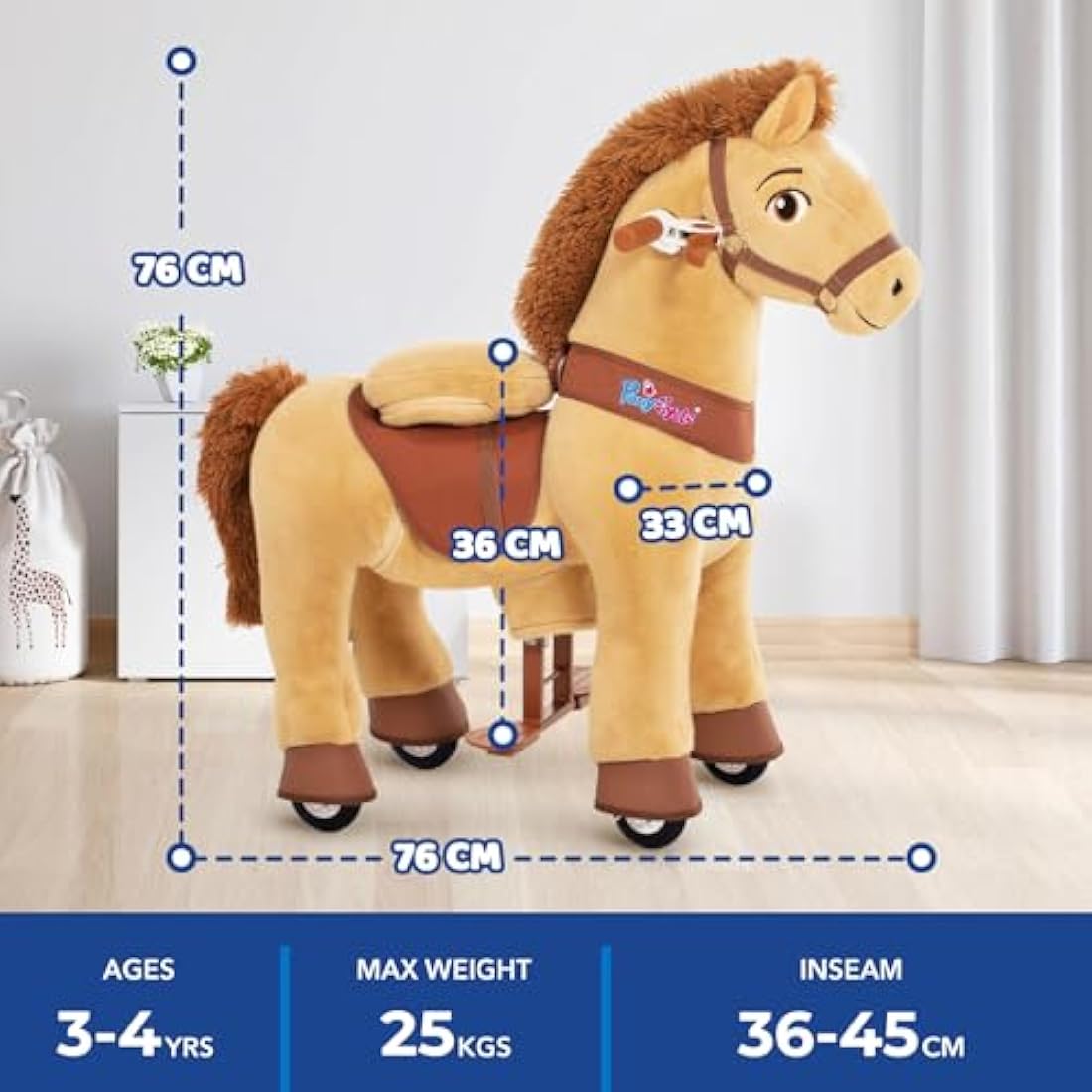 PonyCycle Essential Model E Ride-on Horse with Brake - Light Brown