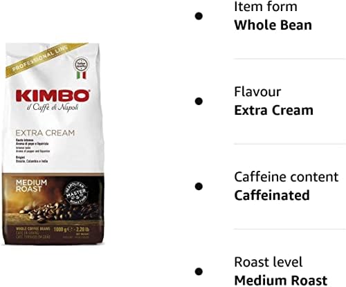 Kimbo Extra Cream Espresso Coffee Beans - Arabica Blend - 2 x 1kg