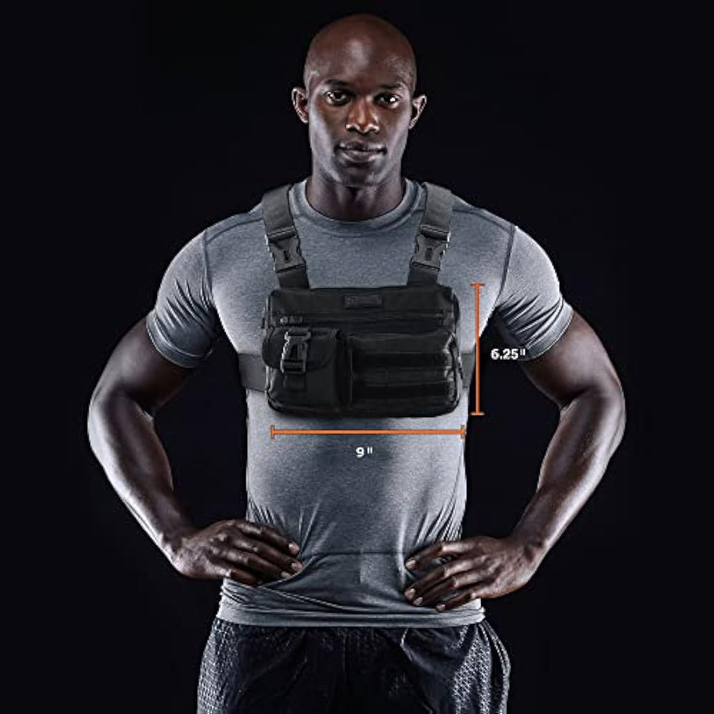 Fitdom Tactical Sports Utility Chest Pack | EDC Rig Pouch - Jet Black