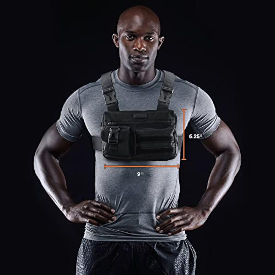 Fitdom Tactical Sports Utility Chest Pack | EDC Rig Pouch - Jet Black