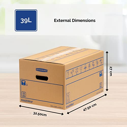 Bankers Box Heavy Duty Moving Boxes with Handles, Pack of 8 – Brown