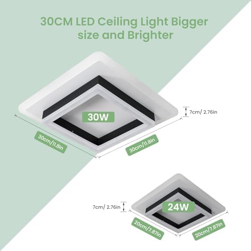 Modern Square LED Ceiling Light – 30W Cold White 6500K