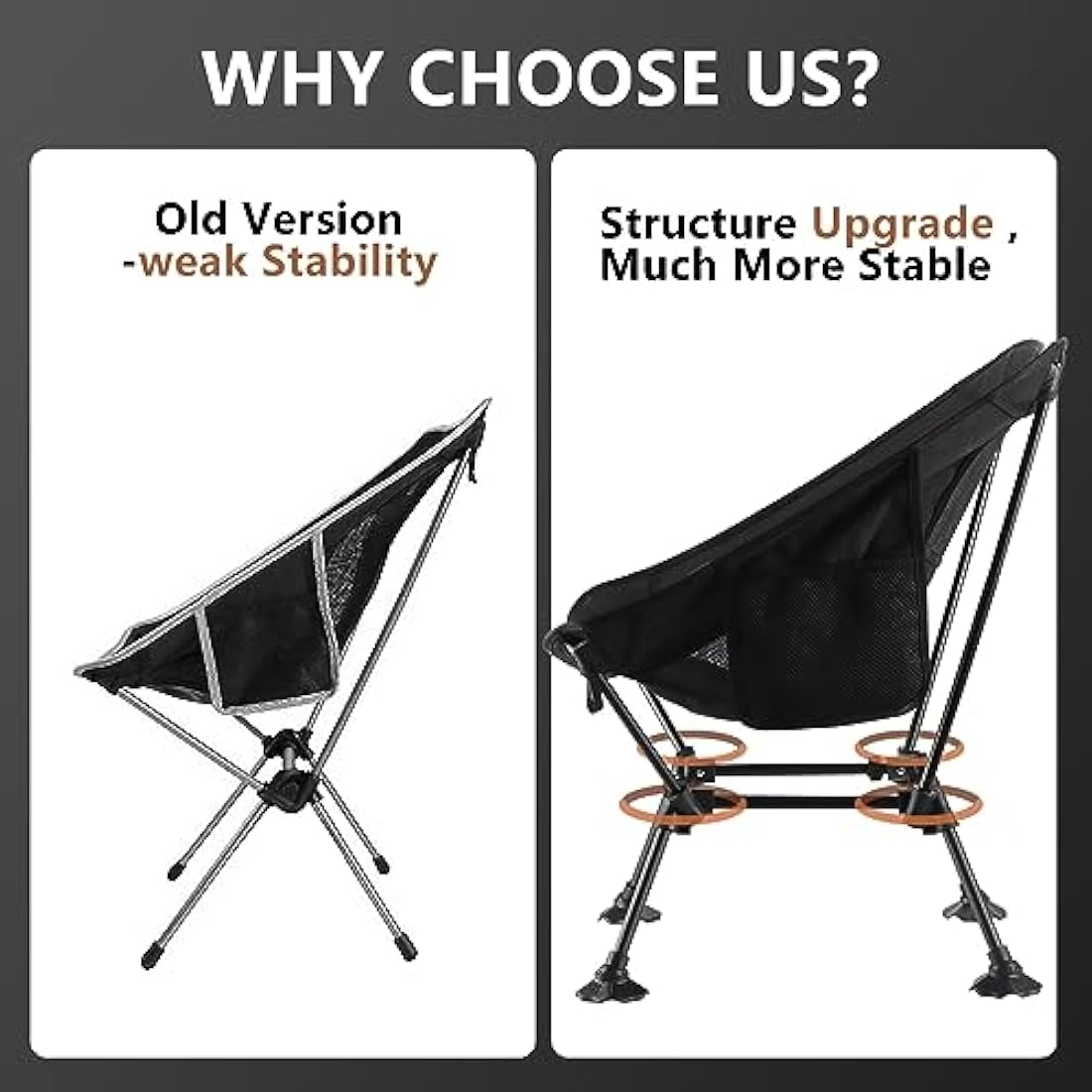 TEIVUL Lightweight Folding Camping Chairs – Portable 7075 Aluminum Seat