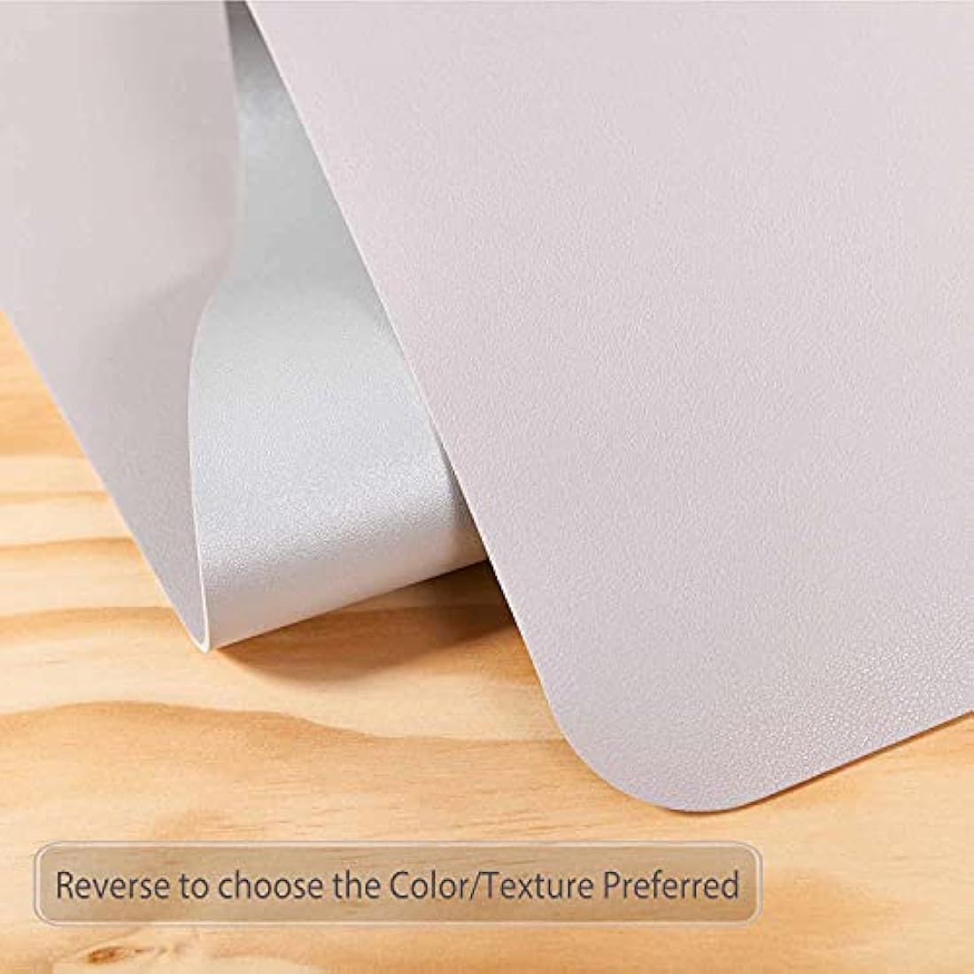 DOBAOJIA Large PU Leather Desk Pad | Waterproof Mouse Mat (Light Gray/Silver)