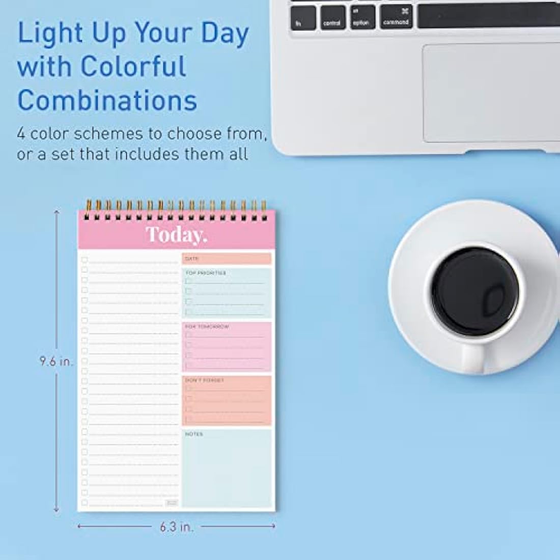 S&O Undated Daily Planner Notepad | 52-Page Coiled To-Do List - Pink