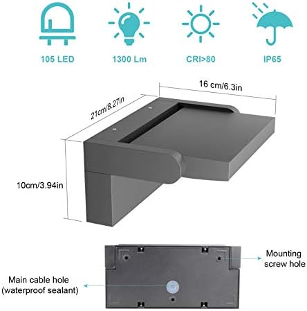 Klighten LED Wall Light – 24W Waterproof IP65 Adjustable Aluminum Lamp