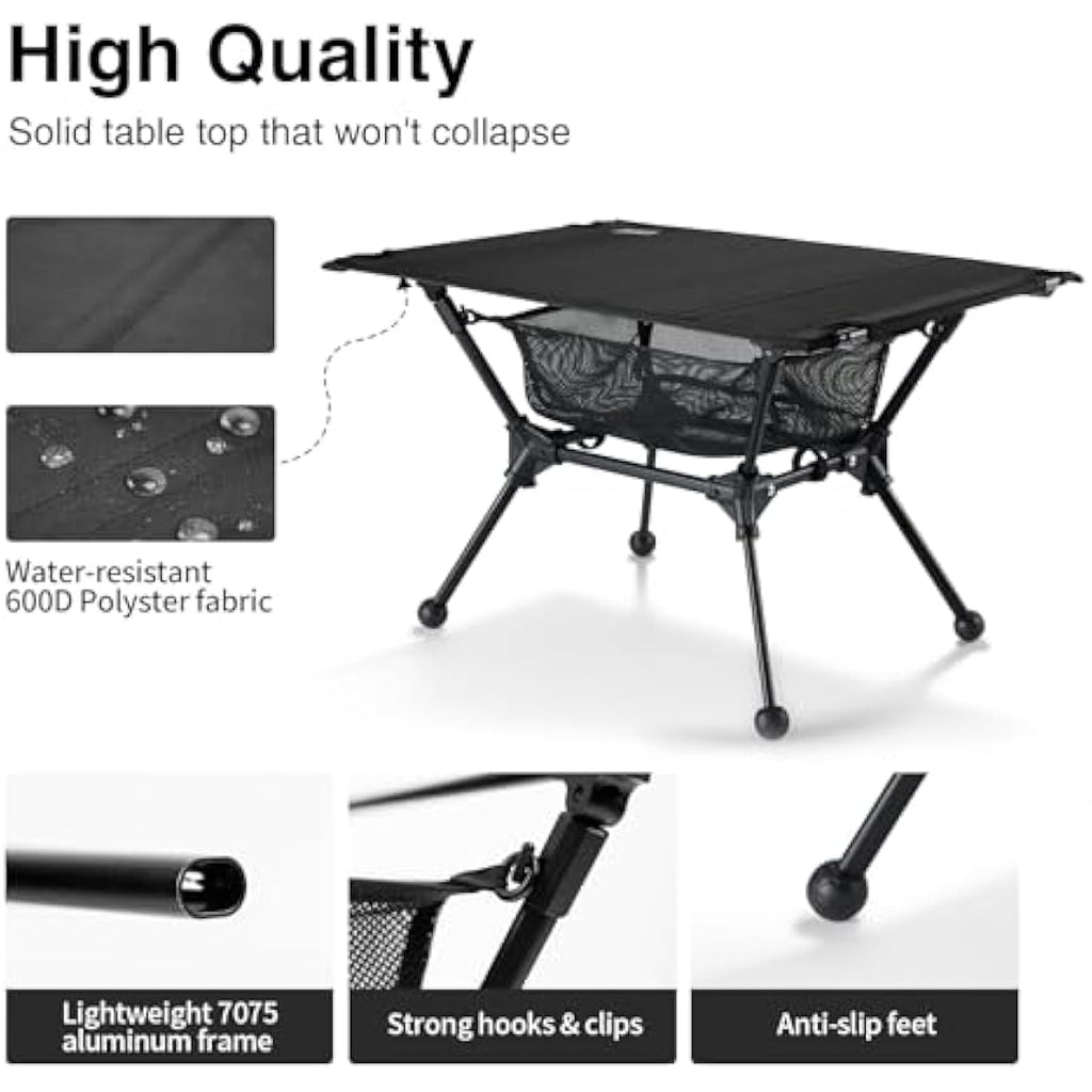 OneTigris Dipper Camping Table | Adjustable Height Folding Aluminum Table