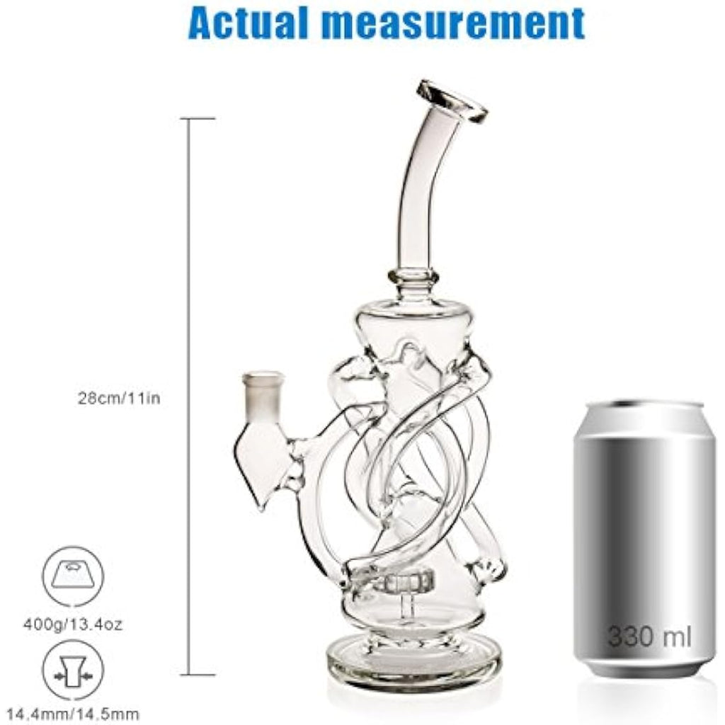 Jolof Store Recycler Glass Bong – 14.4mm Portable Handmade Hookah (Black)