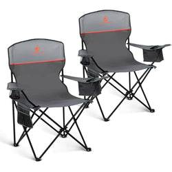 LET'S CAMP Folding Camping Chairs 2 Pack | Lightweight with Cooler Bag