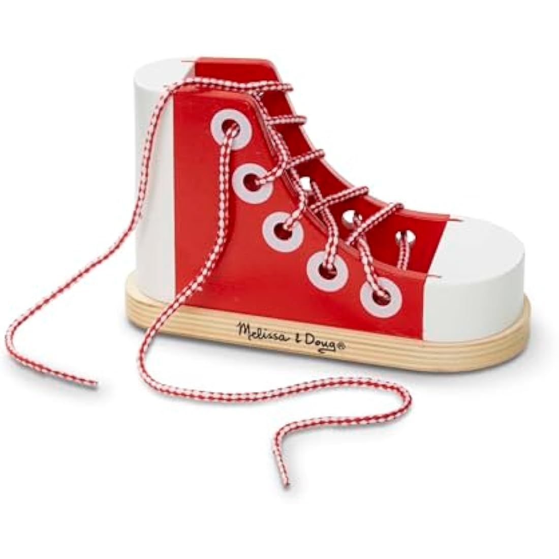 Melissa & Doug Wooden Lacing Shoe – Fine Motor Skills Learning Toy