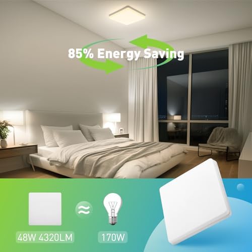 Yafido 48W LED Square Ceiling Light – 4000K Natural White IP44 Waterproof