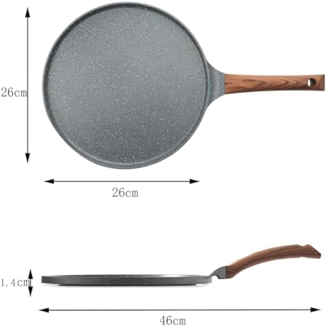 Sensarte Non-Stick Crepe Pan | 26cm Die-Cast Aluminum Dosa Pan & Griddle
