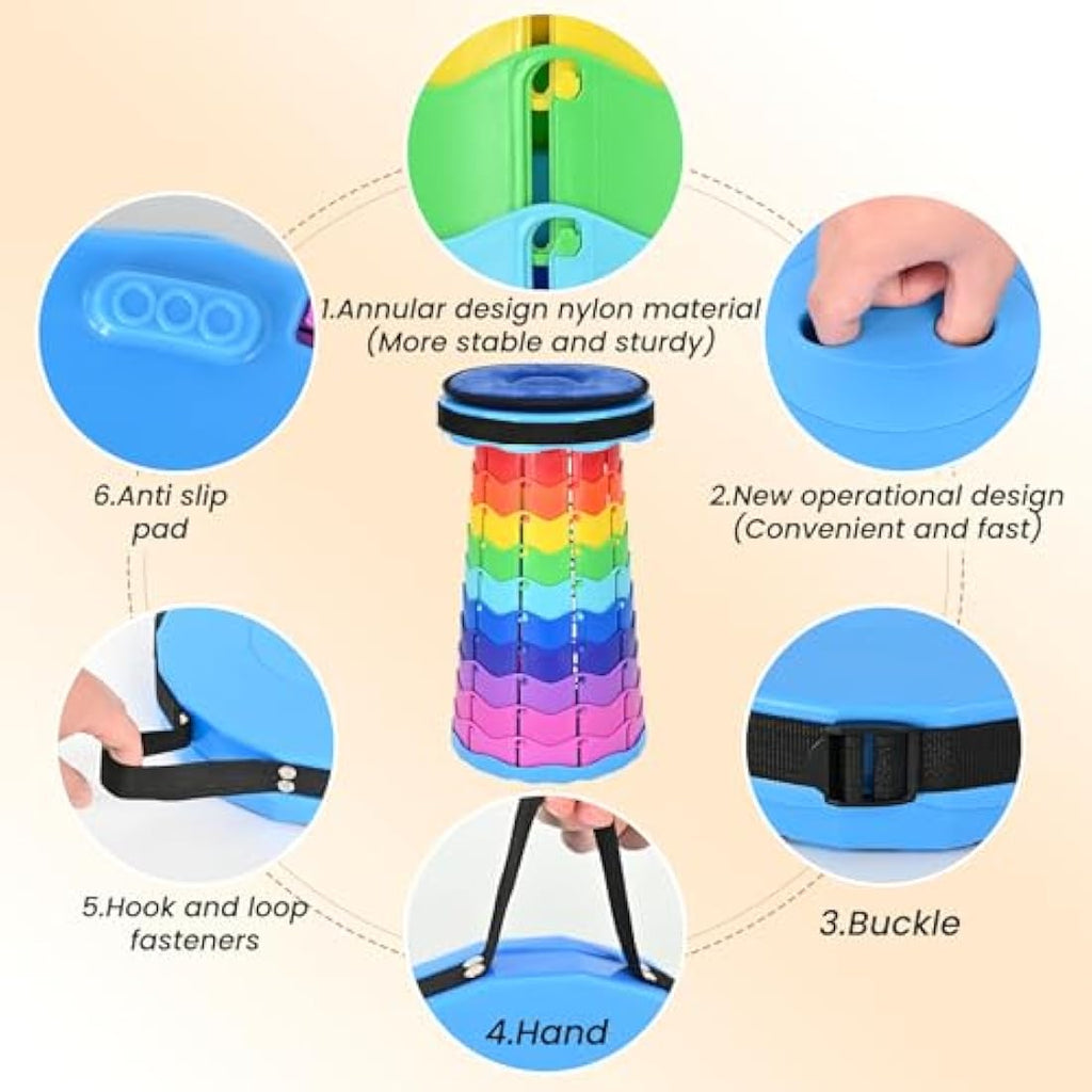 FXKS 2-Pack Portable Telescoping Stool with Cushion, 400lb Capacity – Rainbow