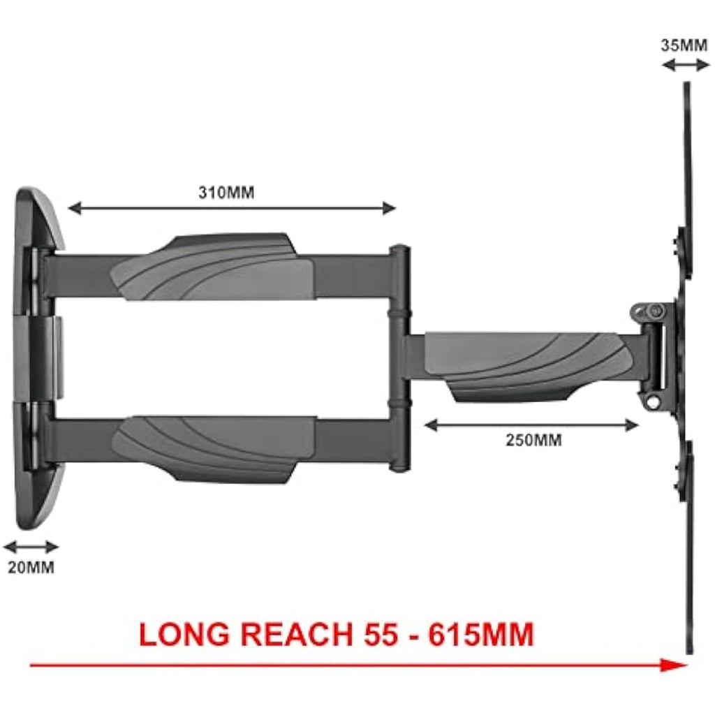 Intec Long Reach TV Wall Mount | 610mm Slim Tilt & Swivel Bracket