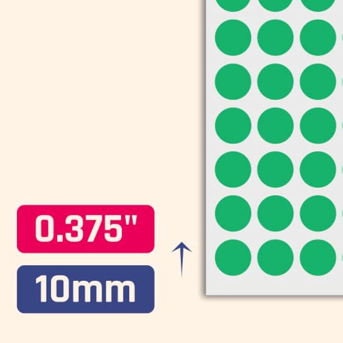 10mm Green Round Dot Stickers - 15,000 Self-Adhesive Labels