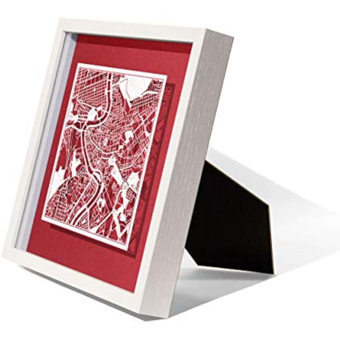 Rome Paper Cut Map Framed Wall Art – O3 Design Studio 9x9 White