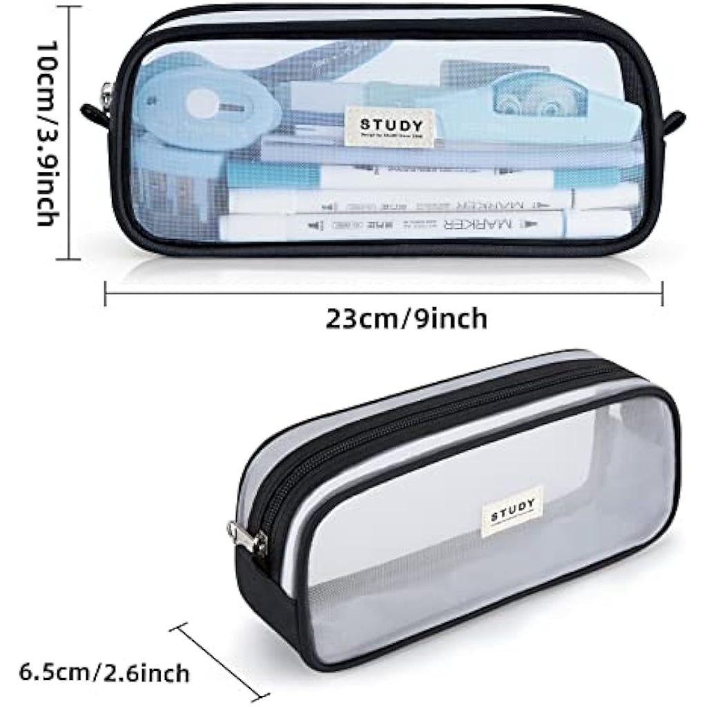 KALIDI Clear Mesh Pencil Case – Large Capacity Stationery Pouch