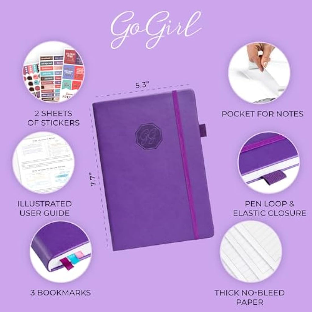 GoGirl Hourly Weekly Planner – A5 Undated Eco-Leather Agenda, Purple