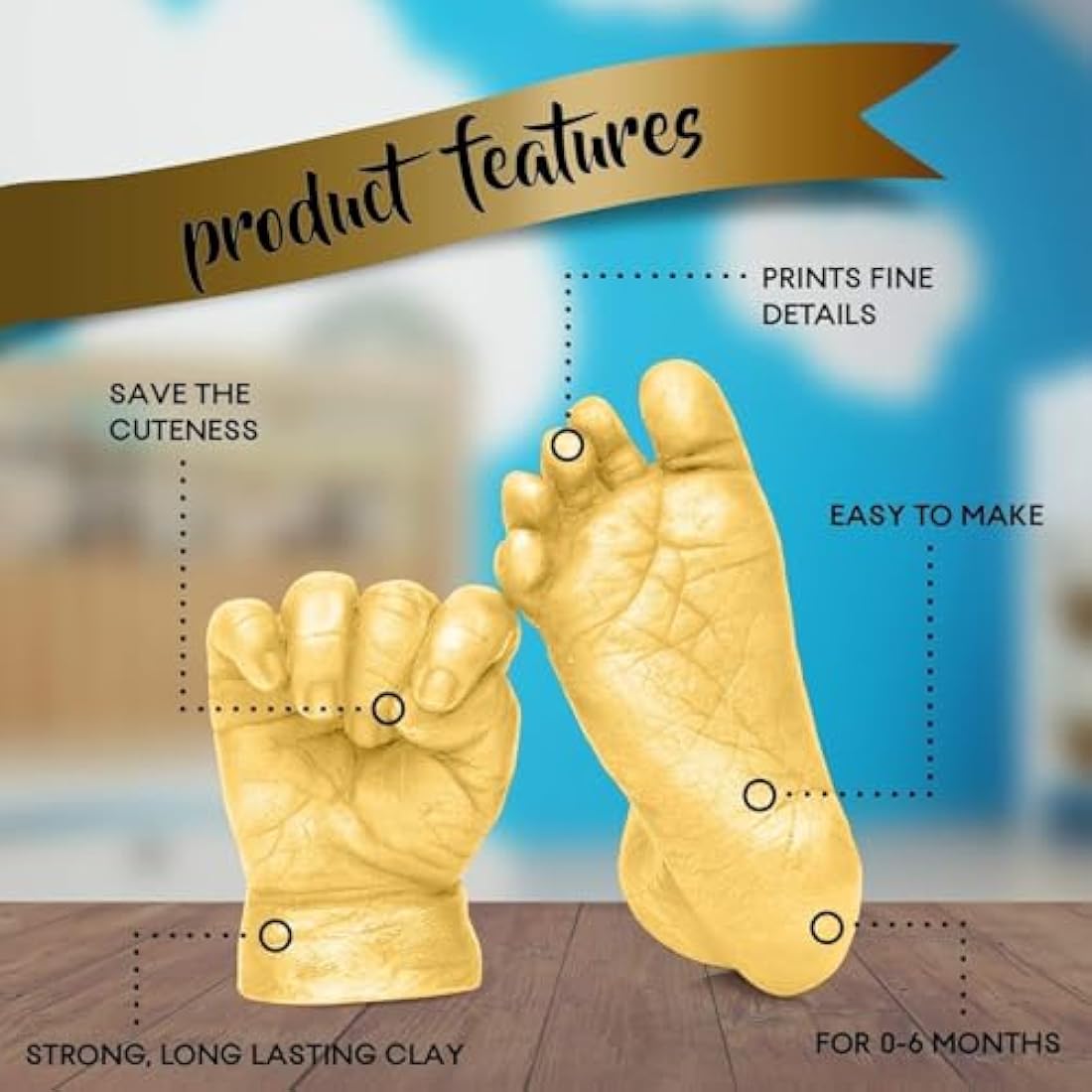 Jolof Store Baby Handprint and Footprint 3D Casting Kit Keepsake Gift
