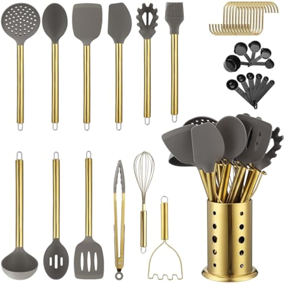 Gold Kitchen Utensils Set – 38pc Silicone & Stainless Steel