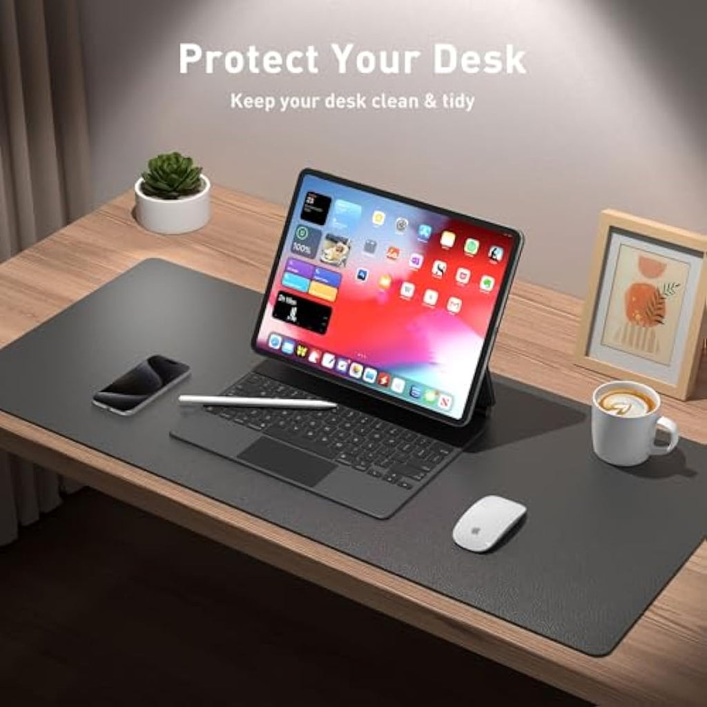 PU Leather Desk Pad – Waterproof Non-Slip Mat, Gray (60x35cm)