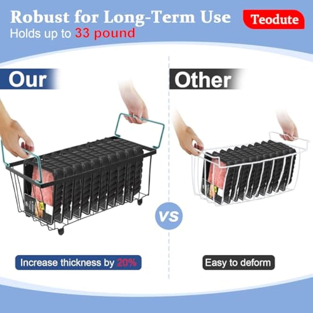 Teodute 4 Pack Chest Freezer Baskets – Stackable Wire Organizer Bins