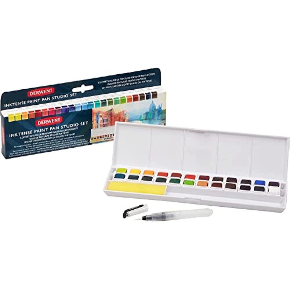 Derwent Inktense Paint Pan Studio Set – 24 Permanent Water-Soluble Colors
