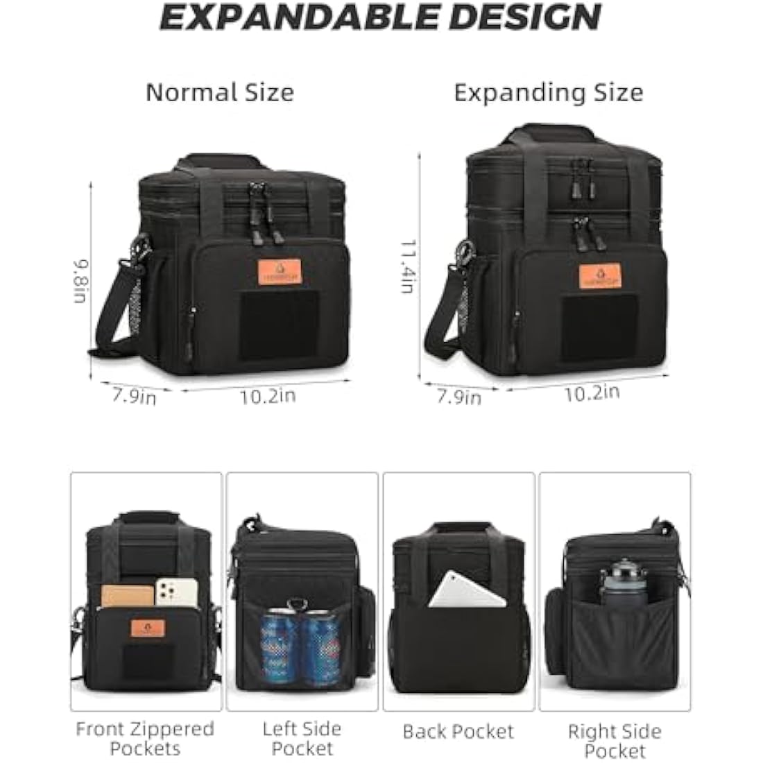 HSHRISH Large Insulated Lunch Bag | 15L Double Layer Leakproof Cooler